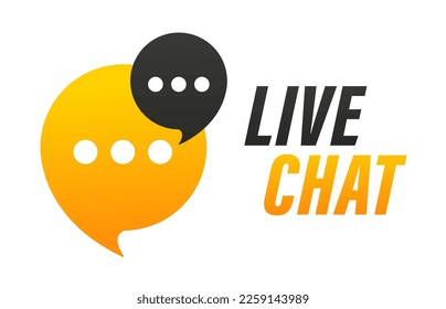 botón Chat en vivo. Centro de llamadas de asistencia en línea. Asistencia al cliente. Icono de mensajería de chat para la página de aterrizaje web, ui, concepto de negocio de mensajería de chat de aplicaciones móviles. Ilustración del vector