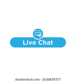 Live Chat Button Vector with Chat Bubble Icon, Blue UI Element for Customer Support.