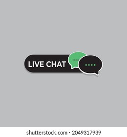 Live Chat Button vector illustration black and green.