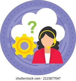 Live Chat Concept, Girl Wearing Headset Vector Icon Design, Cloud Processing Symbol, Computing Services Sign, Web Services and Data Center stock illustration