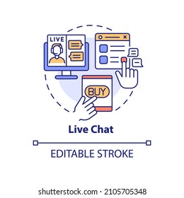 Live chat concept icon. Customer support. Digital marketing strategy abstract idea thin line illustration. Isolated outline drawing. Editable stroke. Roboto-Medium, Myriad Pro-Bold fonts used