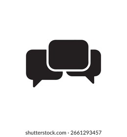 Live Chat Dialog, Speech Bubbles Discussion Solid Flat Vector Icon Isolated on White Background.
