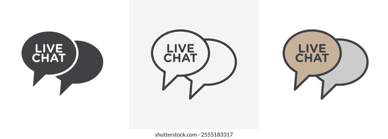 Live chat icon collection in black and colored style.