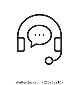 Live chat icon Flat art in black and white isolated