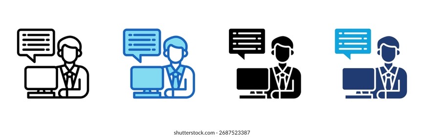 Live-Chat-Symbol Multi-Style-Vektorgrafik