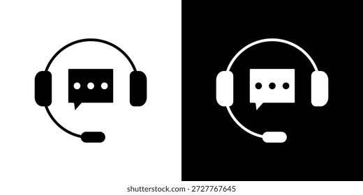 Live chat icon set. flat icon collection. flat line silhouette set.