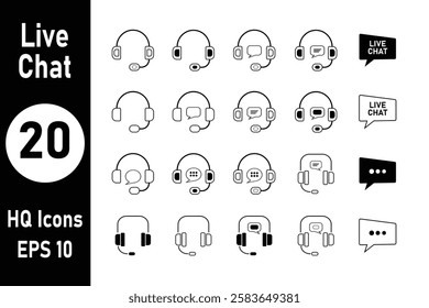 Live Chat Icon Set. High Quality Vector Icons of Live Chat.