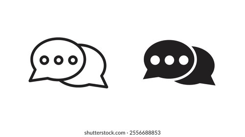 Live chat icon set in Thin line black color.