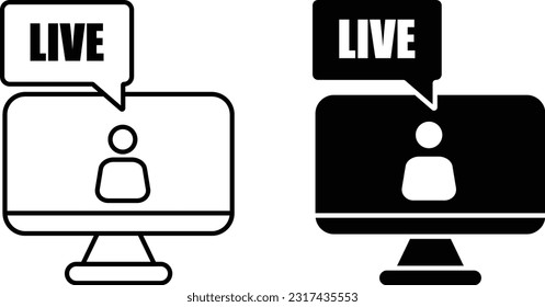 Live chat icon sheet, simple trendy flat style line and solid Isolated vector illustration on white background. For apps, logo, websites, symbol , UI, UX, graphic and web design. EPS 10.
