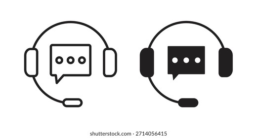 Diseños de Vector de silueta de icono de chat en vivo. Trazos editables