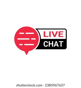 Live chat icon with speech bubble. Support service. Customer support, online consultation, all day hotline. Live communication. Vector illustration.