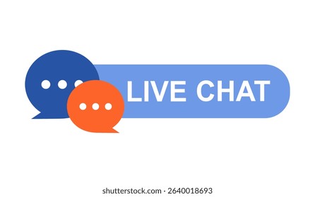 Live chat icon with speech bubble. Support service. Customer support, online consultation, all day hotline. Live communication. Vector illustration.