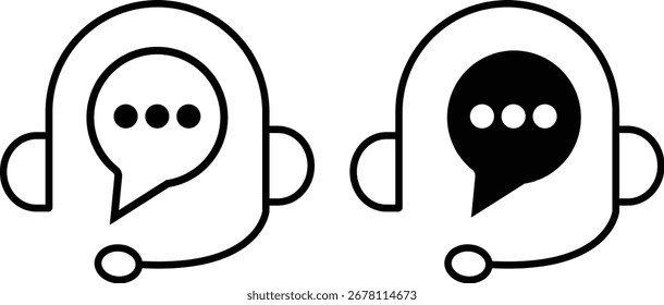 Live-Chat-Symbol für den Support, Schaltfläche "Support-Agent kontaktieren", Technologie für Live-Chat-Symbole, Headset und Sprechblasen-Kommunikationsmikrofon-Symbol,

