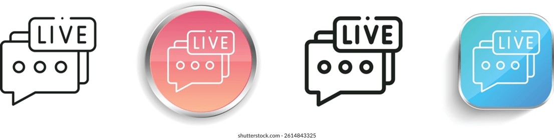 live chat icon. Thin Linear, Regular and Button Style Design Isolated On White Background