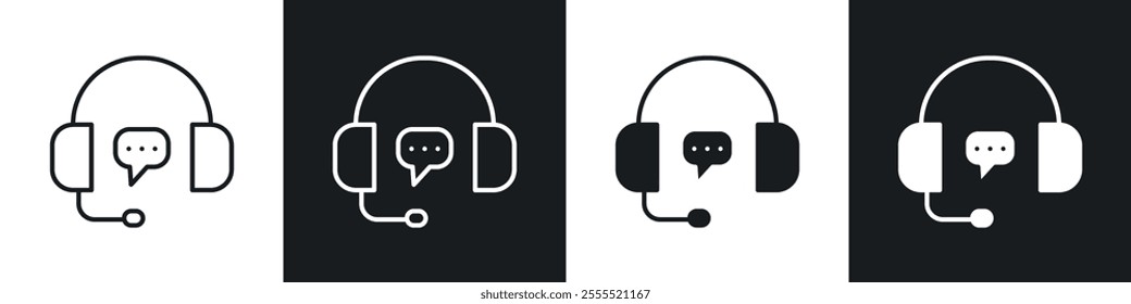 Live chat icon vector collection in black and white.