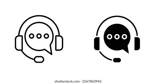 Live chat icons collection in Filled flat and thin line style.