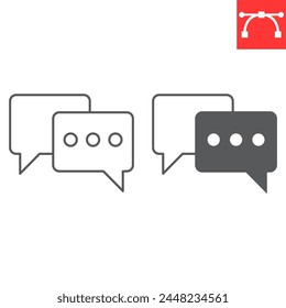 Live chat line and glyph icon, e-commerce and marketing, chatting vector icon, vector graphics, editable stroke outline sign, eps 10.