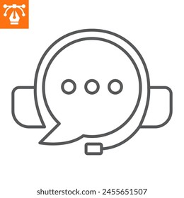Icono de línea de chat en vivo, ícono de estilo de esquema para Sitio web o App móvil, comercio electrónico y marketing, ícono de Vector de servicio de ayuda, Ilustración vectorial simple, Vector gráfico con trazos editables.