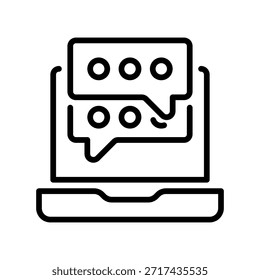 Ícone de linha de bate-papo ao vivo, símbolo de estrutura de tópicos para agente de suporte, help desk, assistência em tempo real, atendimento ao cliente e comunicação com o operador. Ícone de sinal vetorial.