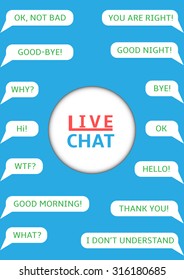 Live chat logo. Speech bubble set, Vector illustration