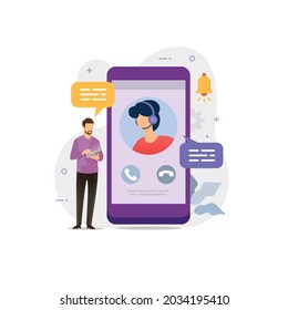Live chat in messenger online support conversation with customer service vector illustration