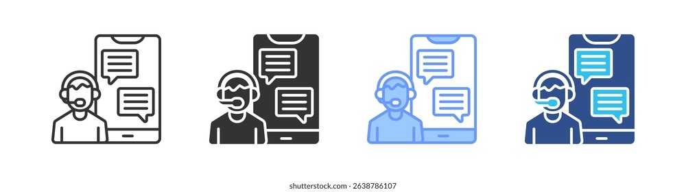 Live Chat Multi Style Icon Set Vector
