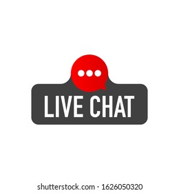 LIVE CHAT on speech bubble label on white background.