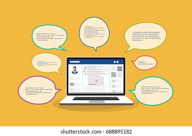 Live chat. Online Chat with Social Network. Flat design vector illustration concepts. Concepts web banner and printed materials.