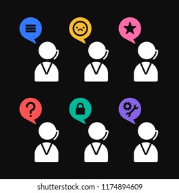 live chat operator service icon set
