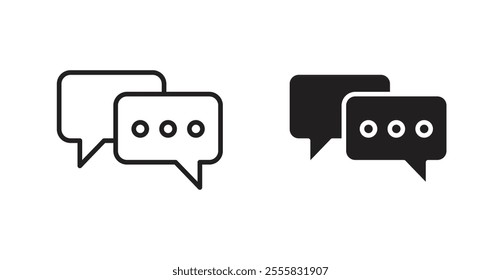 Live chat outlined and solid icon vector collection.