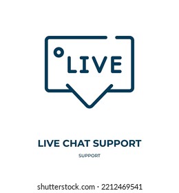 Live Chat Support Icon. Linear Vector Illustration From Support Collection. Outline Live Chat Support Icon Vector. Thin Line Symbol For Use On Web And Mobile Apps, Logo, Print Media.