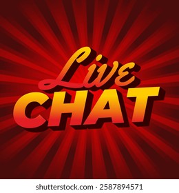 Live chat. Text effect design in bold font and 3D style, for social media purpose