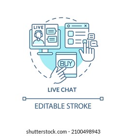 Live chat turquoise concept icon. Customer support. Digital marketing abstract idea thin line illustration. Isolated outline drawing. Editable stroke. Roboto-Medium, Myriad Pro-Bold fonts used