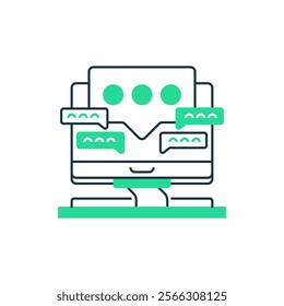 Live Chat Two Tone Color Icon. linear style sign for mobile concept and web design. Outline vector icon.