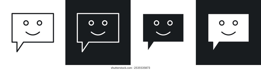 Live chat vector icon set in black and white. EPS 10 illustration