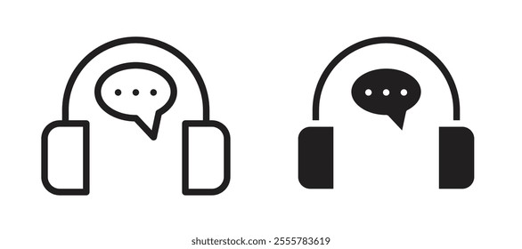 Live chat vector icon set in black color.