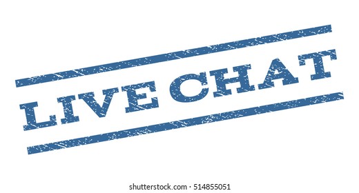 Live Chat watermark stamp. Text caption between parallel lines with grunge design style. Rubber seal stamp with dust texture. Vector cobalt blue color ink imprint on a white background.