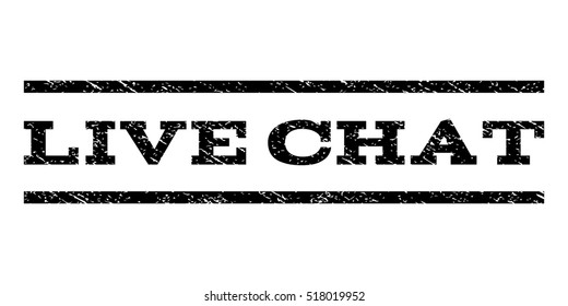 Live Chat watermark stamp. Text caption between horizontal parallel lines with grunge design style. Rubber seal stamp with unclean texture. Vector black color ink imprint on a white background.