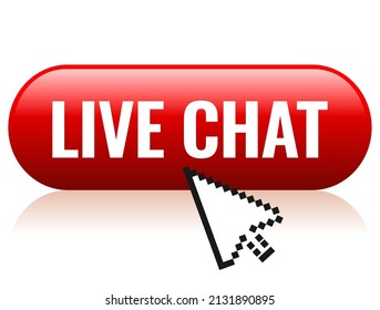 Live chat web button on white background, live chat abstract web design element for website or presentation