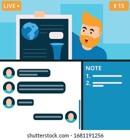 Live classroom Learn online at your home. Flat vector illustration