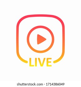 Live colorful button. Live icon for social media. Online blog banner. Broadcasting. Streaming. Story. Vector illustration