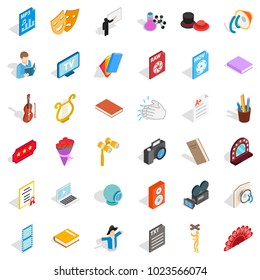 Live concert icons set. Isometric set of 36 live concert vector icons for web isolated on white background