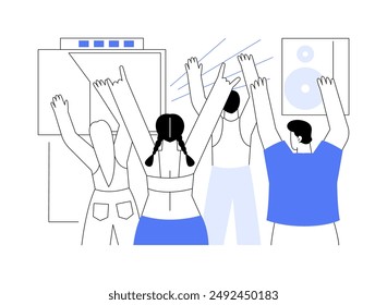 Live concert isolated cartoon vector illustrations. Group of happy university students dancing at live concert together, enjoying music, education break, off campus activity vector cartoon.