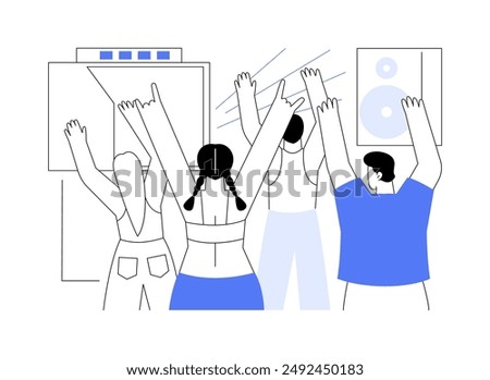 Live concert isolated cartoon vector illustrations. Group of happy university students dancing at live concert together, enjoying music, education break, off campus activity vector cartoon.