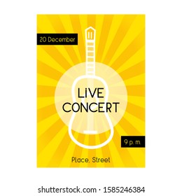 Live concert poster design for bar, restaurant, club. Musical party flyer, banner, invitation, card. A4 scaled standard size. Vector illustration