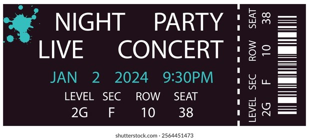 Live Concert Ticket Vector illustration