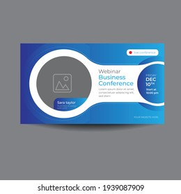 live conference webinar banner template.Business conference simple template invitation. Geometric magazine conference or poster business meeting design banner.