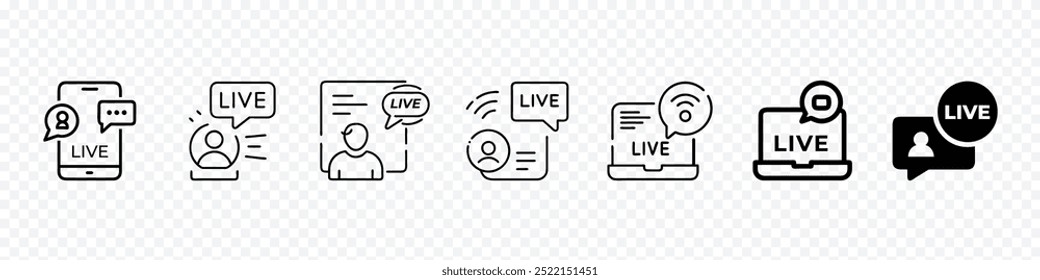 Ícone de atendimento ao cliente ao vivo, ícone Bate-papo ao vivo, ícone de serviço de Suporte em tempo real. Suporte ao cliente Conjunto de ícones, Serviço ao vivo, suporte ao cliente em tempo real