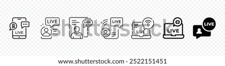 Live customer Service Icon, Live Chat icon, Real Time Support service icon. Customer Support Icon set, Live service, real time customer support