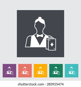 Live Dealer. Single Flat Icon On The Button. Vector Illustration.